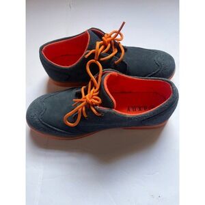 AXNY Boys Girls Black‎ Suede Wingtip Shoes Orange Laces Size 36